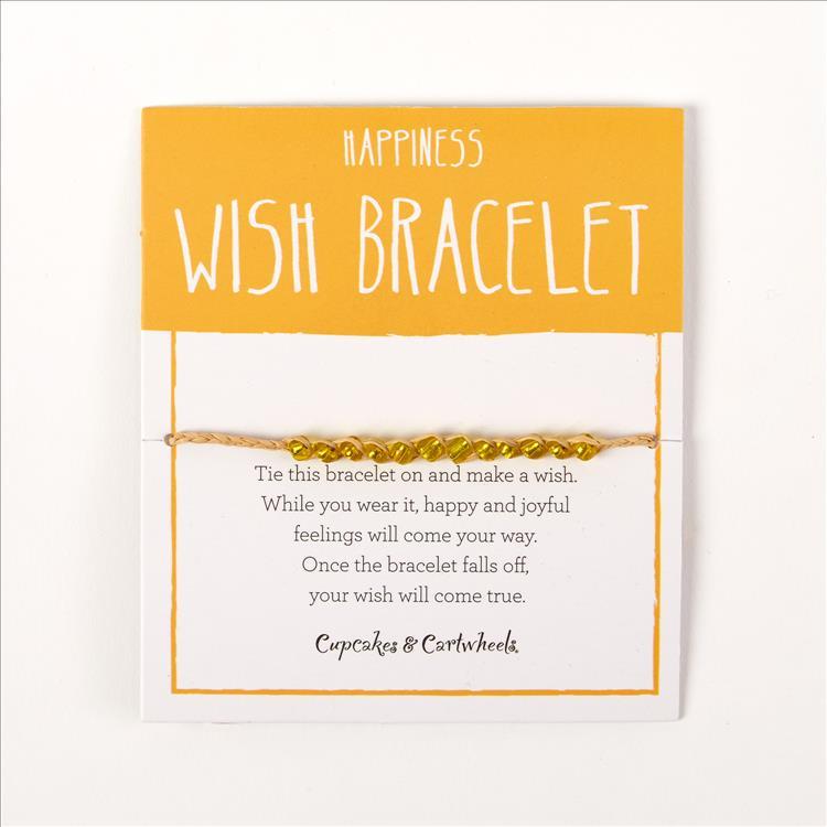 Happiness - Make a Wish Adjustable Wish Bracelet on Gift Card Unit - Lafite Grass/Glass Beads - Mellow Monkey