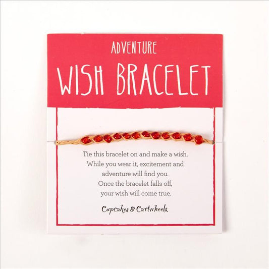 Adventure - Make a Wish Adjustable Wish Bracelet on Gift Card Unit - Lafite Grass/Glass Beads - Mellow Monkey