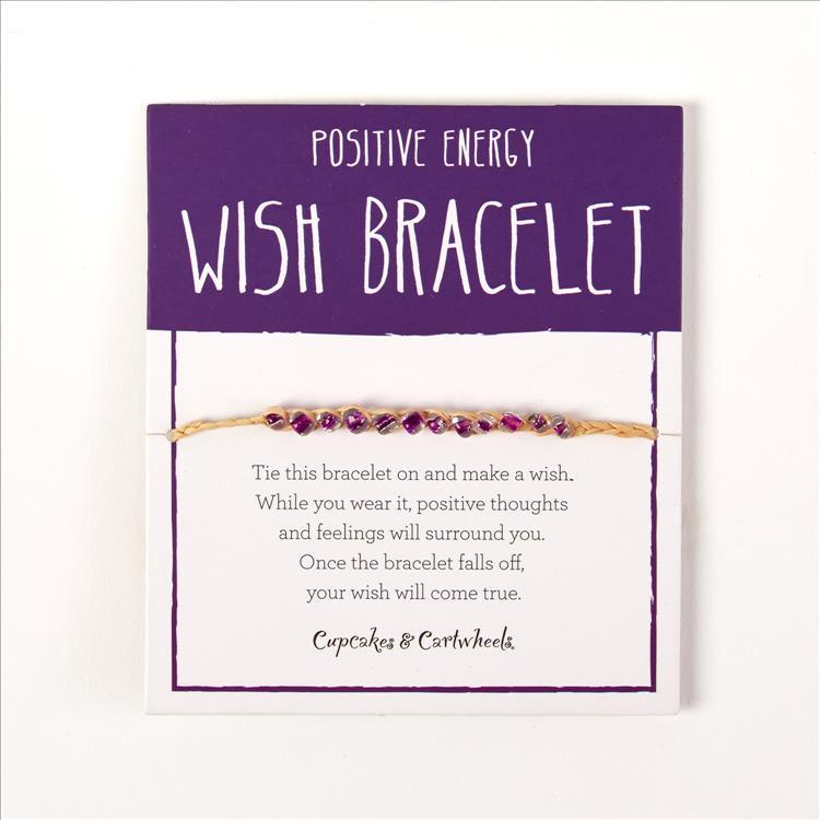 Positive Energy - Make a Wish Adjustable Wish Bracelet on Gift Card Unit - Lafite Grass/Glass Beads - Mellow Monkey