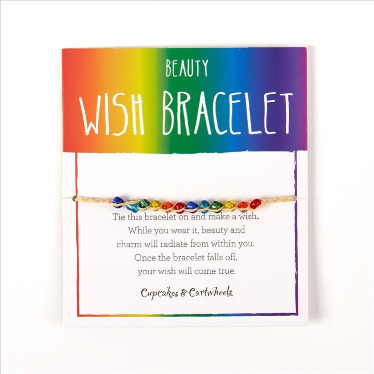 Beauty - Make a Wish Adjustable Wish Bracelet on Gift Card Unit - Lafite Grass/Glass Beads - Mellow Monkey