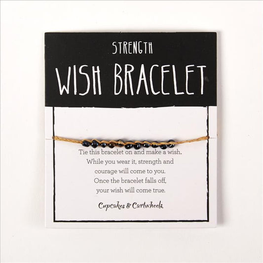Strength - Make a Wish Adjustable Wish Bracelet on Gift Card Unit - Lafite Grass/Glass Beads - Mellow Monkey