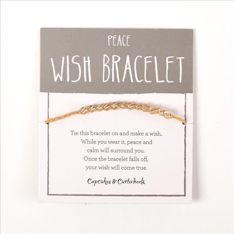 Peace - Make a Wish Adjustable Wish Bracelet on Gift Card Unit - Lafite Grass/Glass Beads - Mellow Monkey