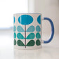 Mid Century Modern Coffee Mug - Blue Flower - Mellow Monkey