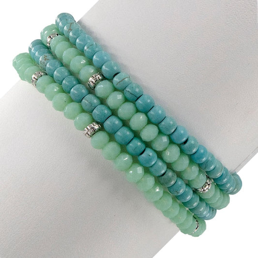 Mini Gemstone and Crystal Bracelet Set - Turquoise Howlite - Mellow Monkey