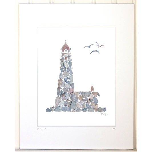 Lighthouse - Heart Shaped Beach Rocks Print - Mellow Monkey
