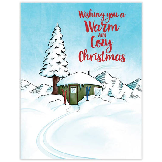 Wishing You A Warm and Cozy Christmas - Holiday Greeting Card with Red Face Mask - Mellow Monkey