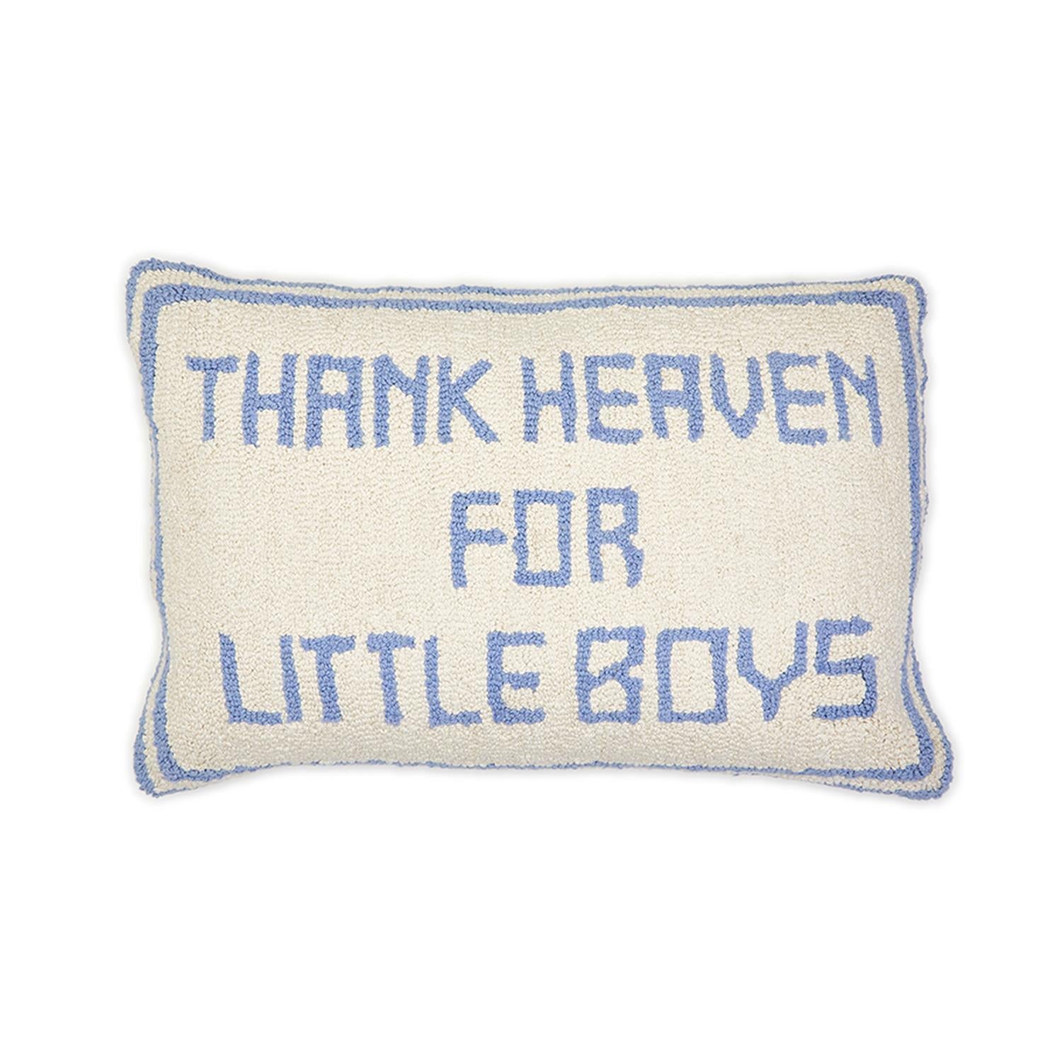 Thank Heaven For Little Boys - Embroidered Pillow - Mellow Monkey