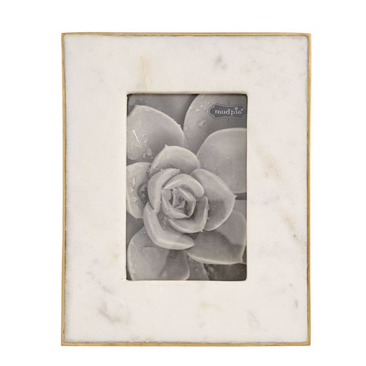 Marble and Gold Photo Frame (Holds 5-in. x 7-in. Photo) - 10 1/4-in. x 8 1/4-in. - Mellow Monkey