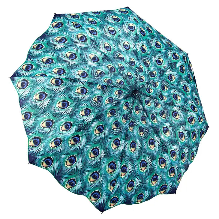 Peacock Folding Umbrella - Reverse Close - Mellow Monkey