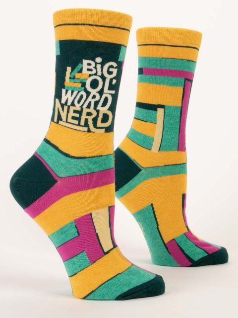 Big Ol' Word Nerd- Women's Crew Socks - Mellow Monkey