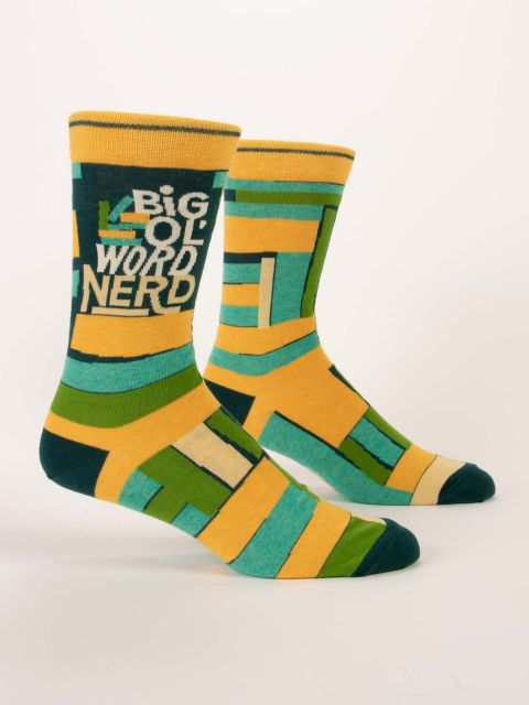 Big Ol' Word Nerd - Men's Crew Socks - Mellow Monkey