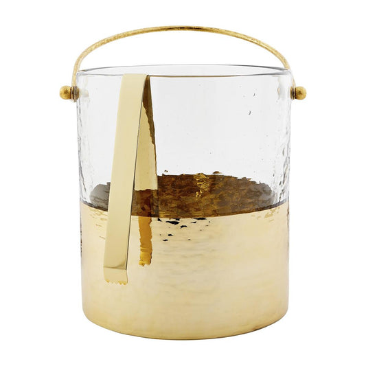 Gold Hammered Glass Ice Bucket with Tongs - Mellow Monkey