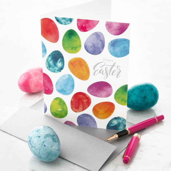 Happy Easter - Easter Eggs Watercolor - Greeting Card - Mellow Monkey