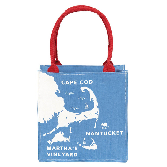 Coastal Cape Cod Nantucket Martha's Vineyard - Itsy Bitsy Fabric Gift Bag - Large - Mellow Monkey