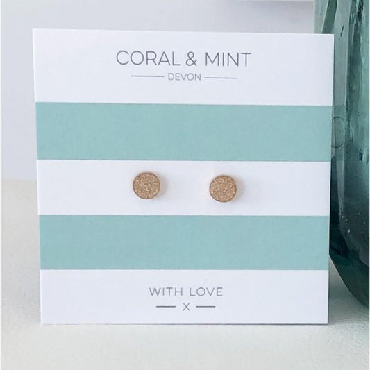 Coral and Mint - Gold Sparkly Studs Earrings - Mellow Monkey