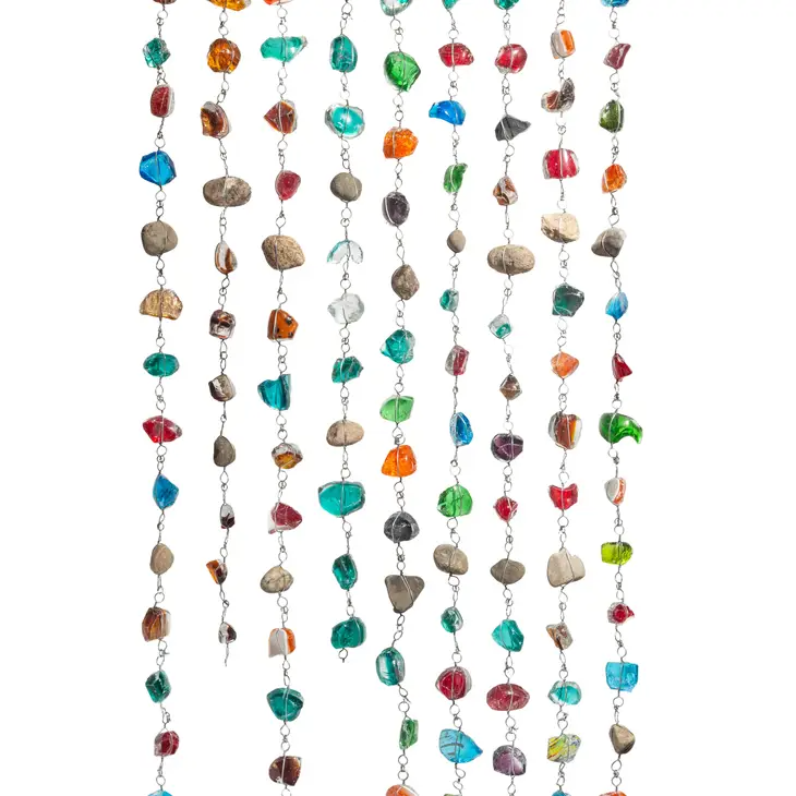 Recycled Art Glass & Rock Rain Chain - 44-in - Mellow Monkey