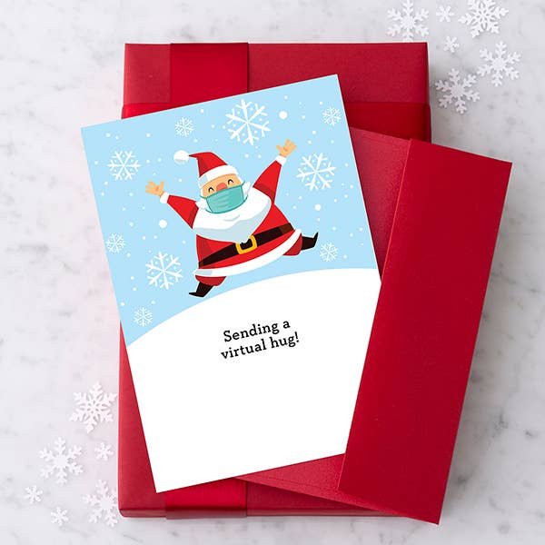 Sending A Virtual Hug Christmas 2020 - Box Set of 8 Holiday Greeting Cards - Mellow Monkey