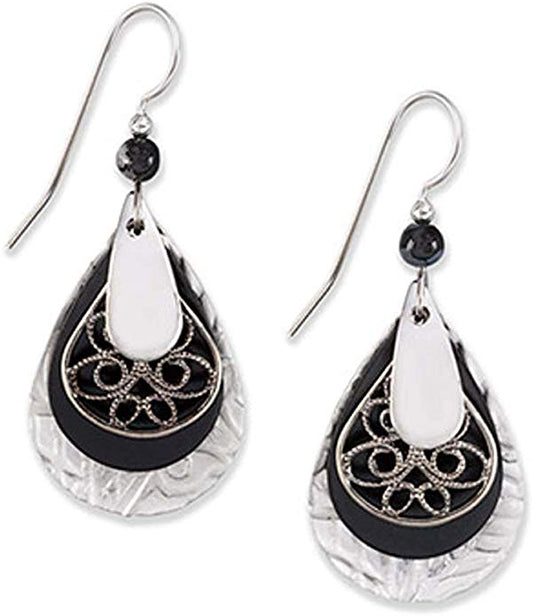 Silver Forest Layered Teardrop Filigree Earrings - Mellow Monkey