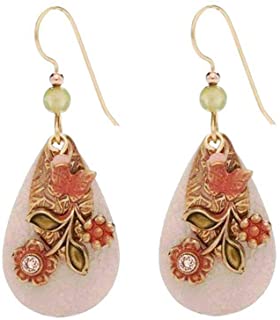 Silver Forest Teardrop Earrings with Floral Swag - Mellow Monkey