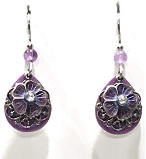 Silver Forest Purple Tear with Flower and Silver Filigree NE-1821 - Mellow Monkey