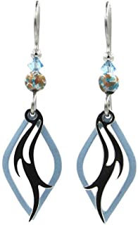 Silver Forest Light Blue Open Diamond Shape With Silver Plated Center Swirl Drop - Mellow Monkey