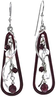 Silver Forest Burgundy Bead Swirl Teardrop Earrings - Mellow Monkey