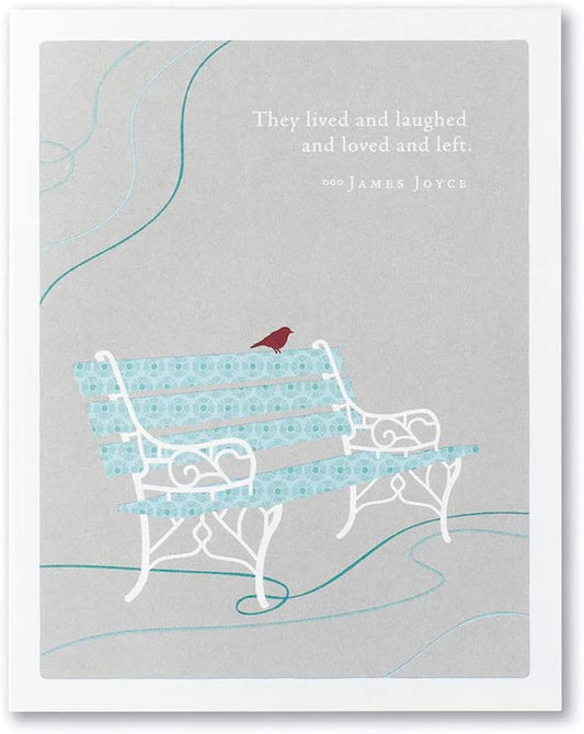 Positively Green Greeting Card - Sympathy - "They lived and laughed and loved and left. " by James Joyce - Mellow Monkey