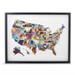 Framed Paper Collage USA Map Wall Art - 32-in - Mellow Monkey