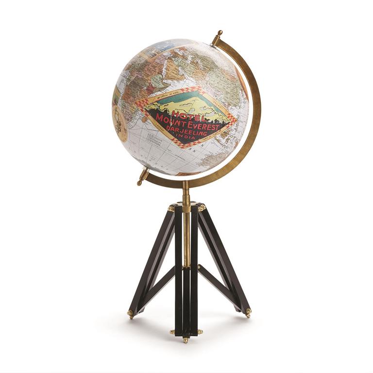 Around The World Decorative Vintage Globe on Wood and Metal Tripod - 22-in - Mellow Monkey