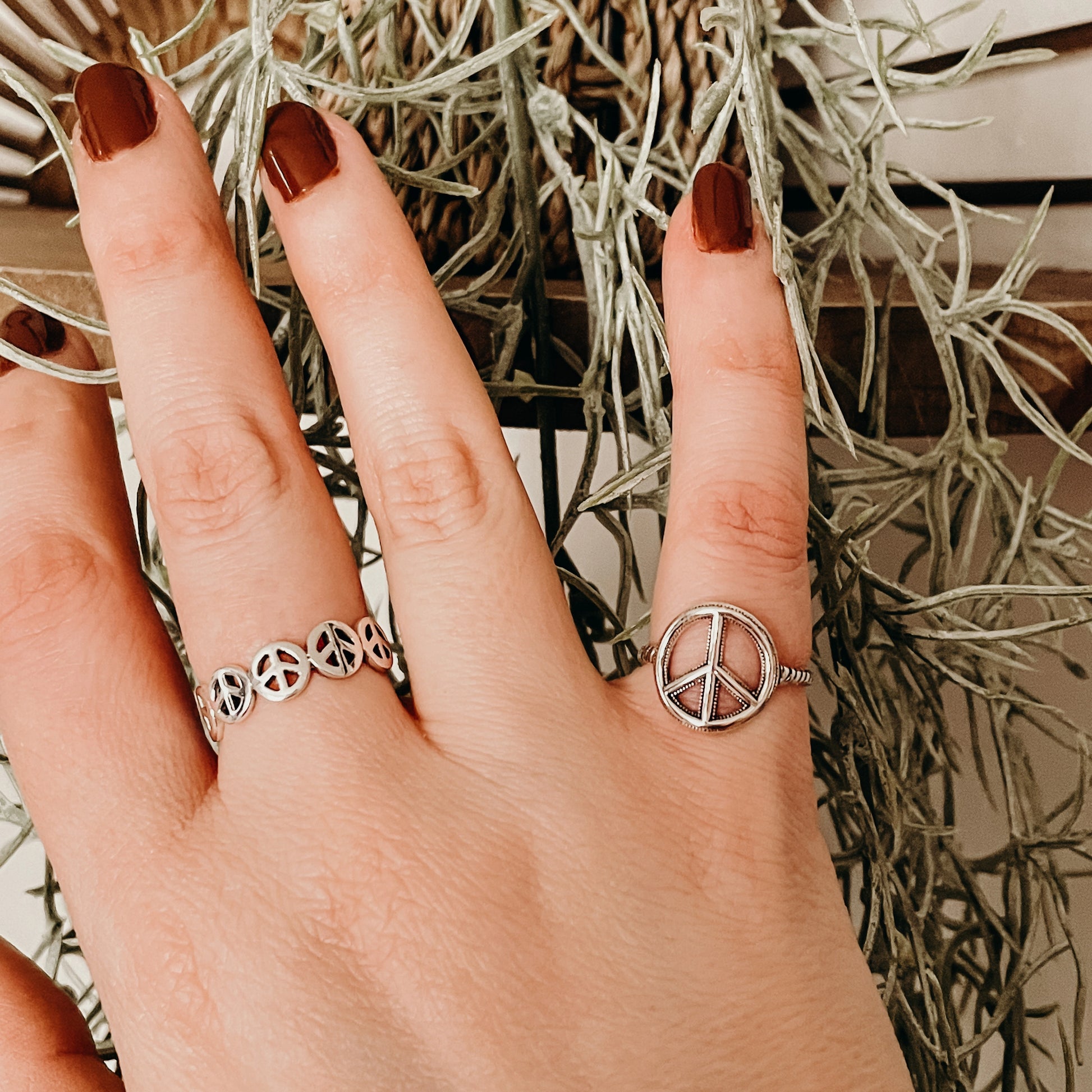 Sterling silver hot sale peace ring