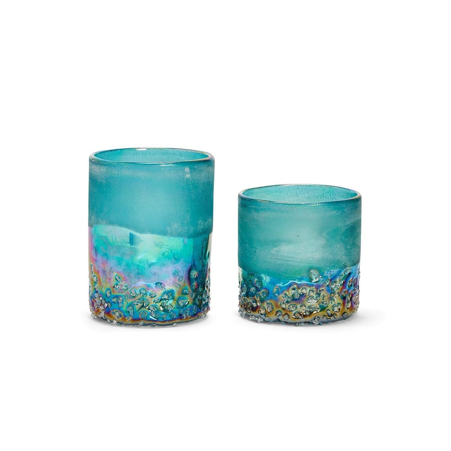 Seafoam Frosted and Iridescent Texture Candle Vessel - Glass - Mellow Monkey