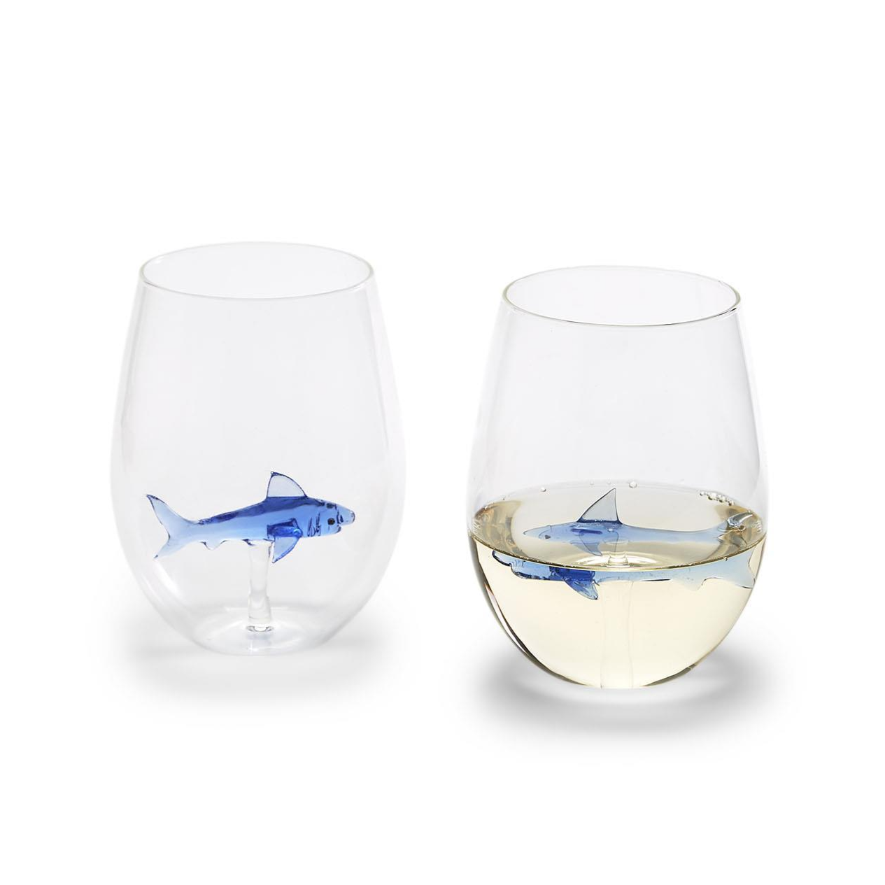 Great White Shark Stemless Wine Glass - 20-oz. - Mellow Monkey
