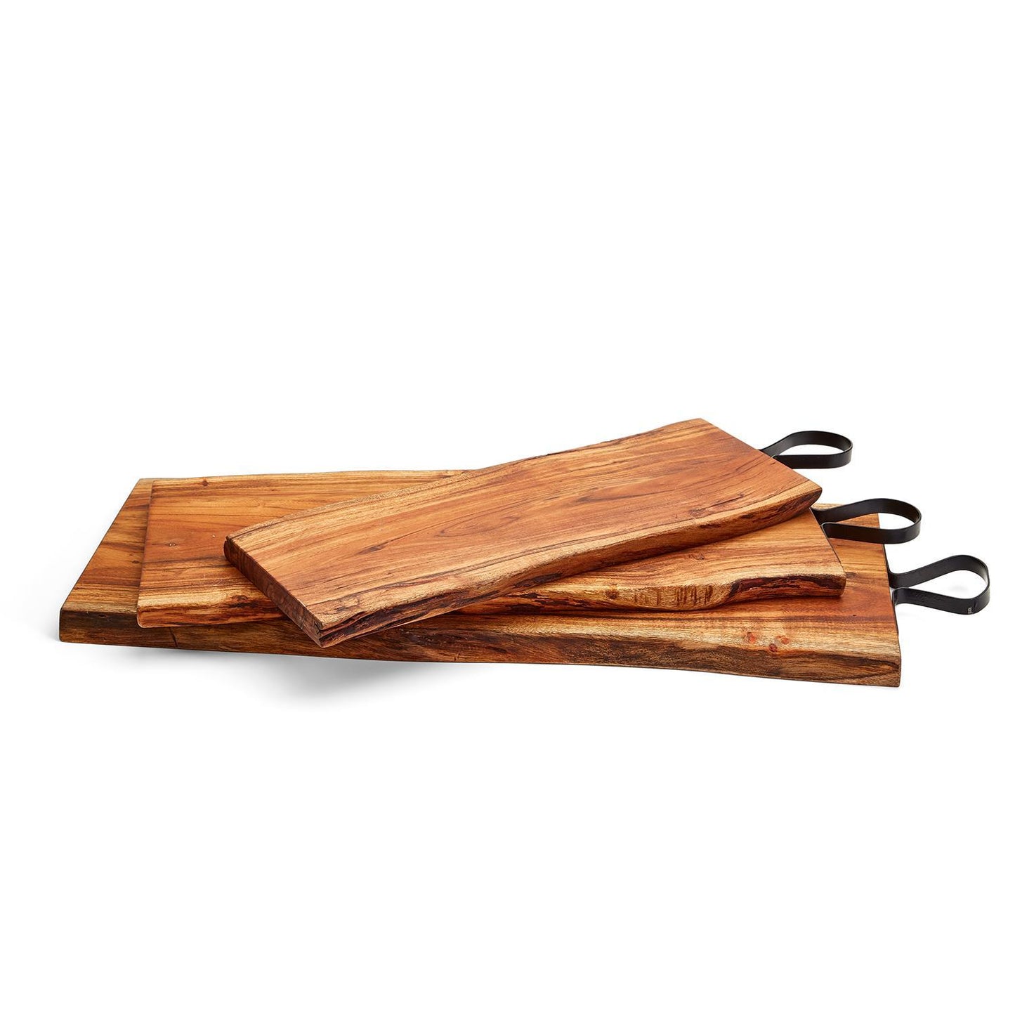 Live Edge Artisanal Acacia Wood Cutting and Charcuterie Long Board with Iron Handle - Mellow Monkey