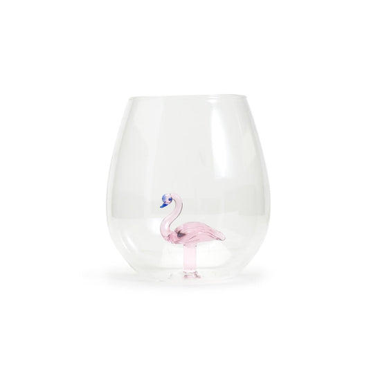 Flamingo Stemless Wine Glass - 20-oz. - Mellow Monkey