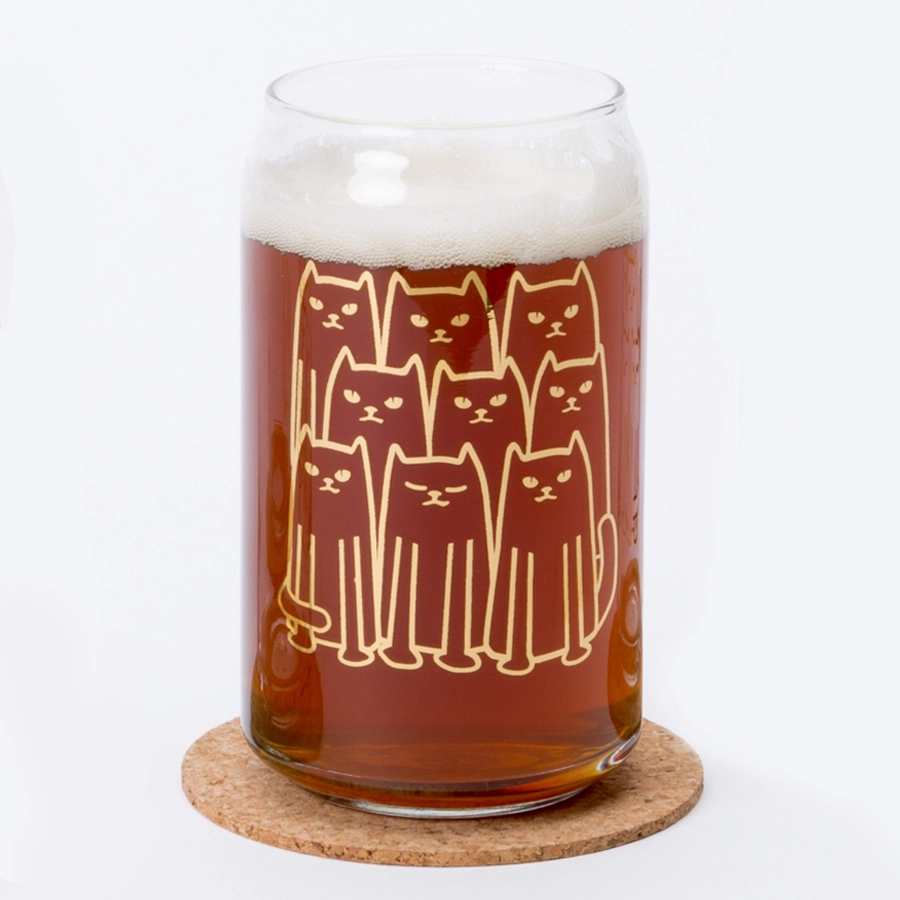 9 Gold Puppies - Beer Can Shaped Glass - 16-oz - Mellow Monkey