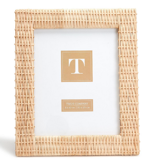 Criss Cross Rattan Weave Photo Frame - 11-in x 13-in (Holds 8-in x 10-in photo) - Mellow Monkey