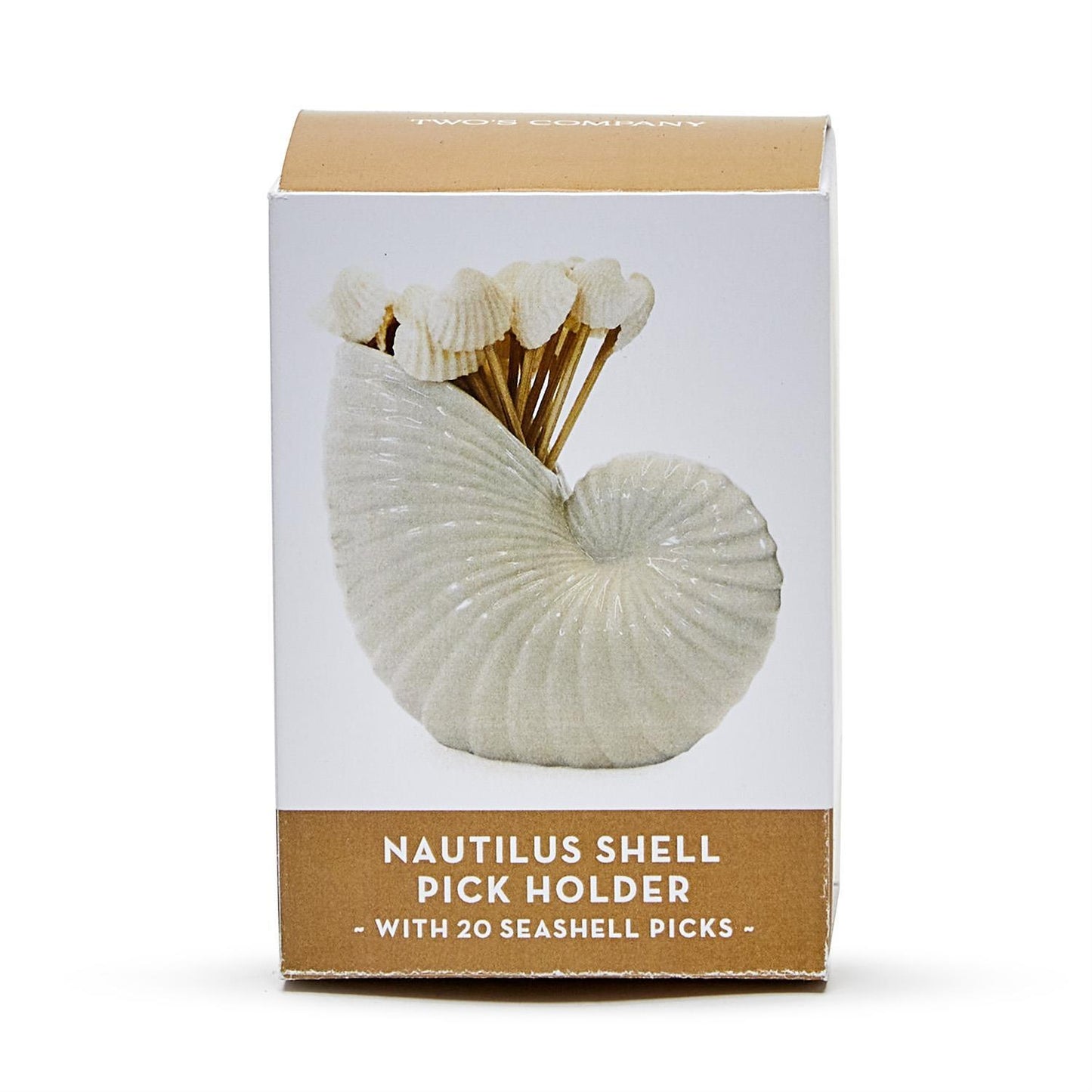 Nautilus Shell Tooth Pick Holder with 20 Seashell Picks in Gift Box - Mellow Monkey