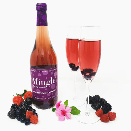 Blackberry Hibiscus Bellini Sparkling Non-Alcoholic Cocktail - 750ml - Mellow Monkey