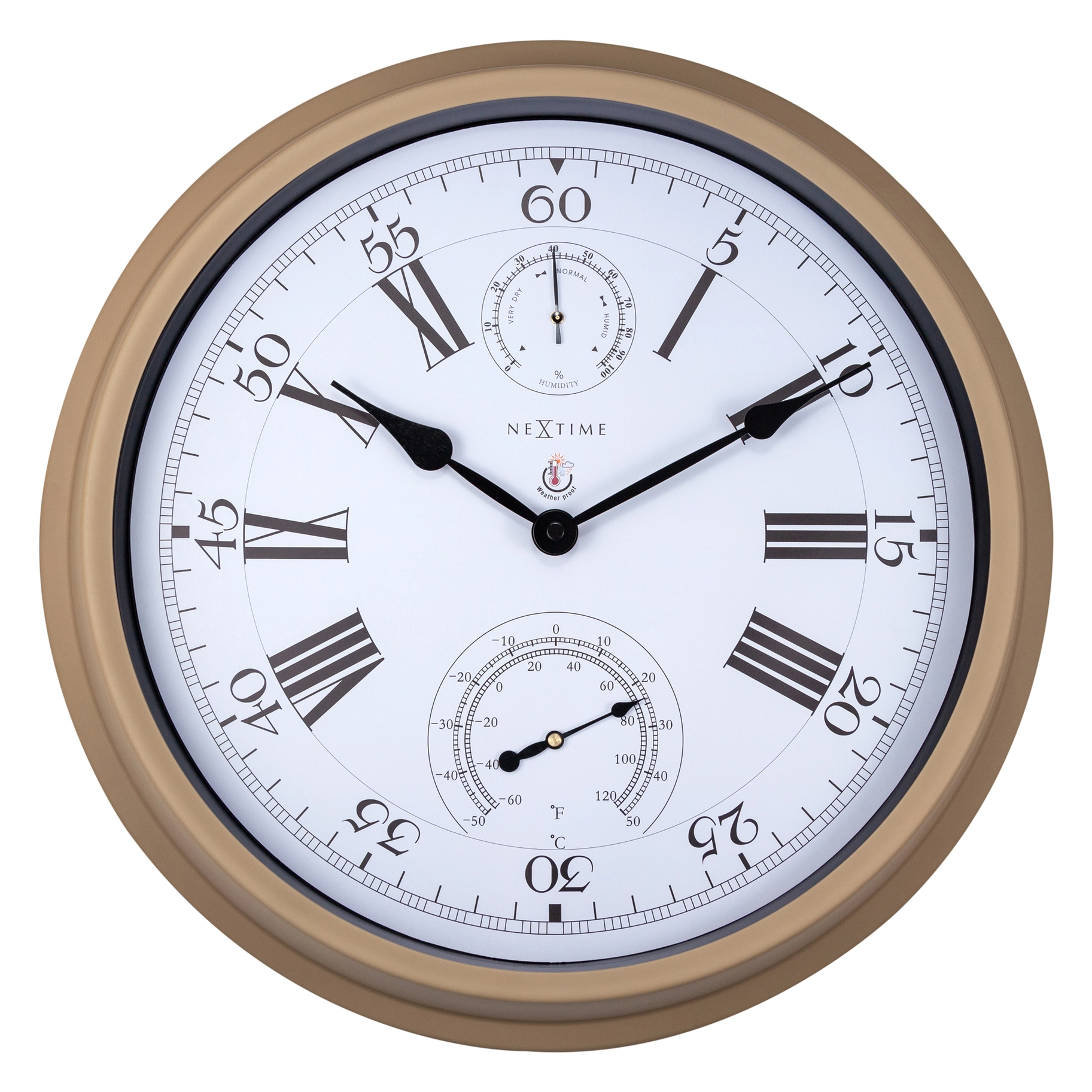Nextime Hyacinth Outdoor Weather Station Clock - Warm Sand - 16-in - Mellow Monkey