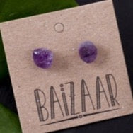 Sterling Silver Studs with Rough Cut Gemstones - Mellow Monkey