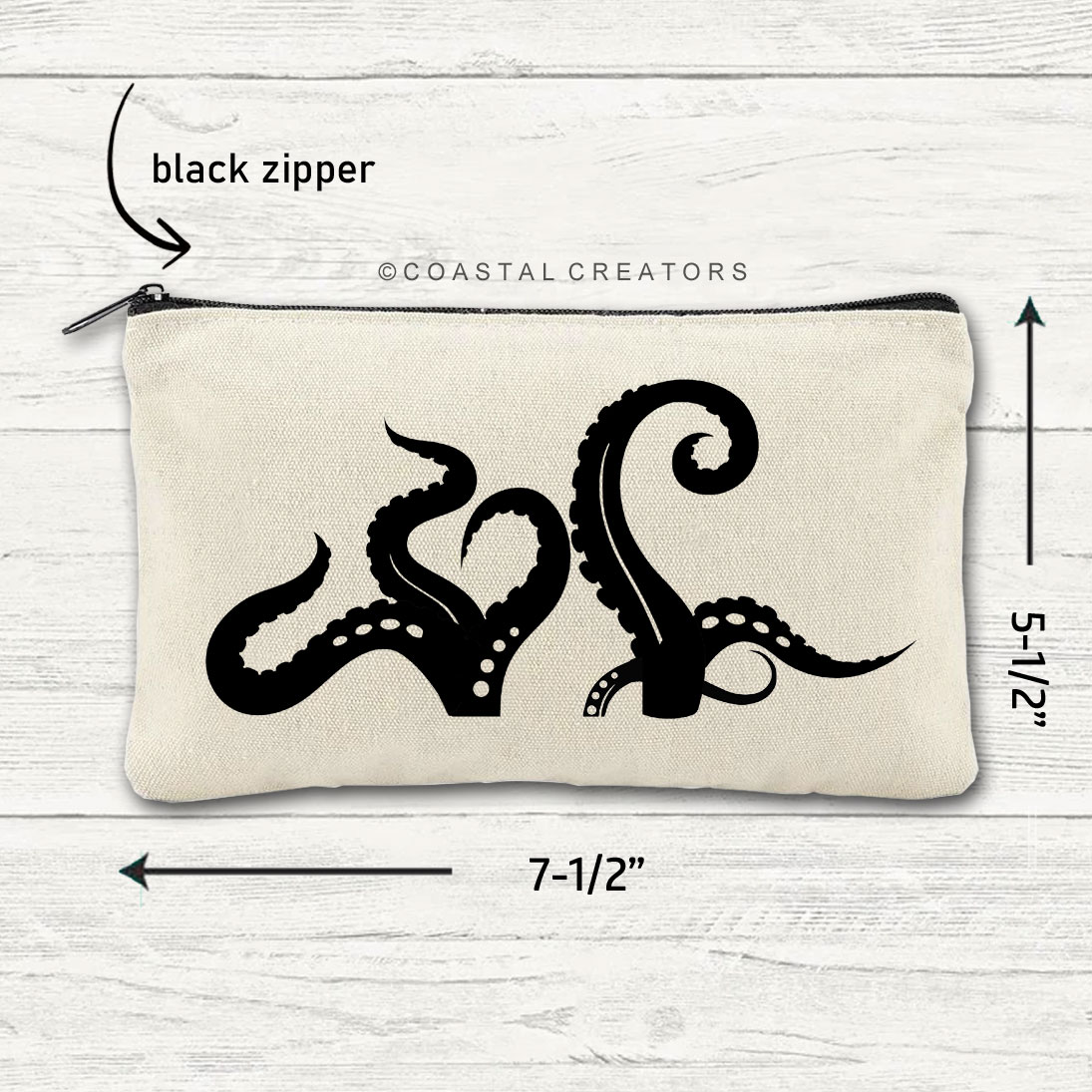 Kraken Octopus Canvas Multi-Use Zipper Bag - Mellow Monkey