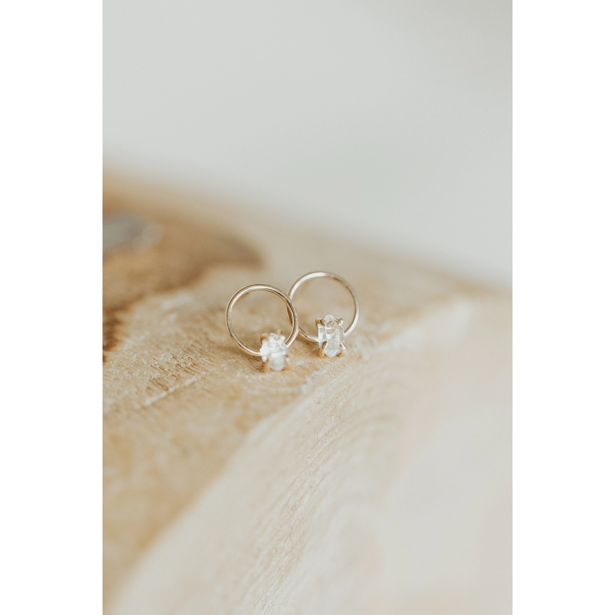 Herkimer Circle Studs - 8mm - Gold Filled - Sterling Silver Posts - Mellow Monkey