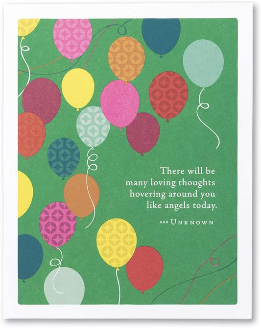 Positively Green Greeting Card - “There will be many loving thoughts hovering around you like angels today. ” by Unknown - Mellow Monkey