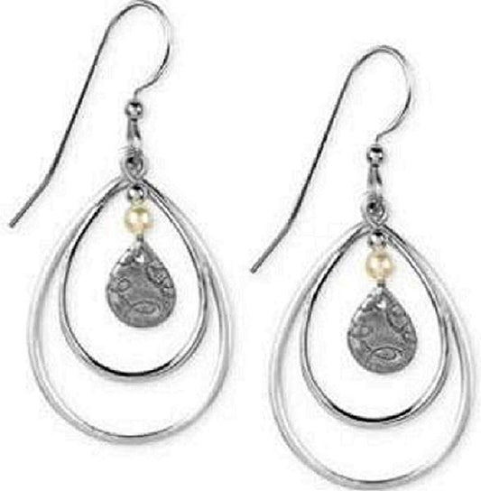 Silver Forest Silvertone Teardrop Dangle Earrings - Mellow Monkey