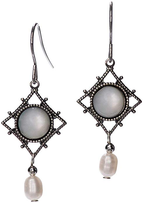 Silver Forest Silvertone and Pearlescent Dangle Earrings - Mellow Monkey