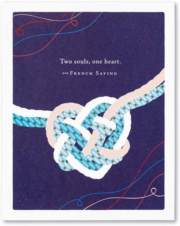 Positively Green Greeting Card - Wedding - “Two souls, one heart.” by French Saying - Mellow Monkey