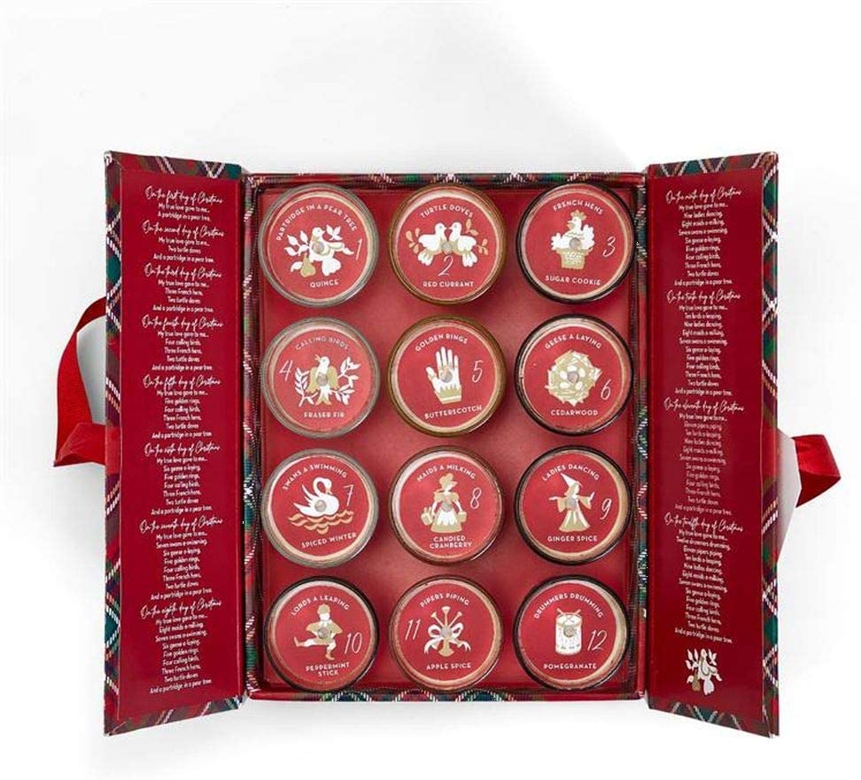 Twelve Days of Christmas - Set of 12 Scented Candles in Gift Box - Mellow Monkey