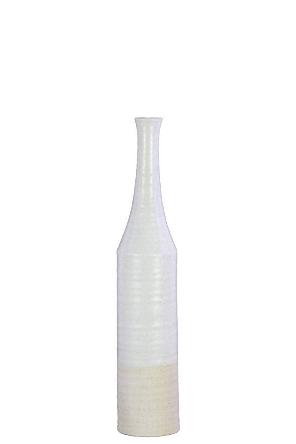 Ceramic Bottle Vase with Narrow Mouth and Long Neck - 20-in - Mellow Monkey