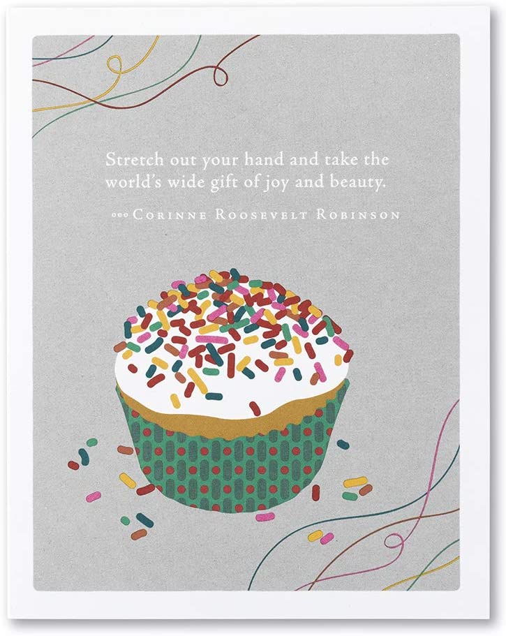 Positively Green Greeting Card - "Stretch out your hand and take the world's wide gift of joy and beauty." by Corinne Roosevelt Robinson - Mellow Monkey