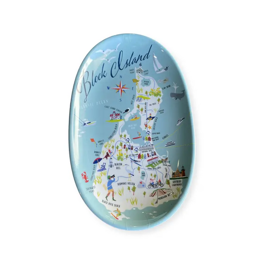 Block Island Rhode Island Map Tidbit Tray - Mellow Monkey